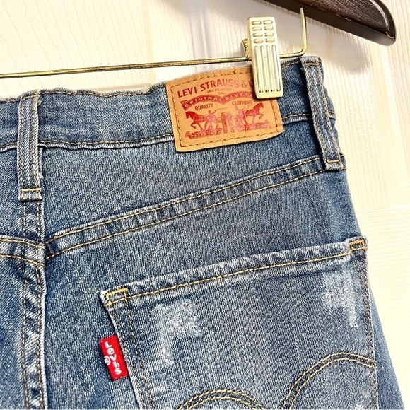 LEVI’S 70s HIGH RISE FLARE WOMEN'S JEANS Size 27 distressed patched - Picture 9 of 11